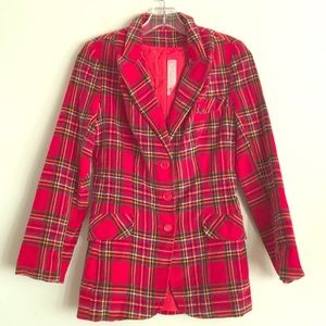 Vintage Mr. G Red Plaid Velvet Blazer